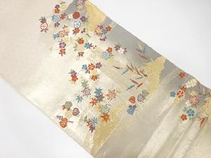 アンティーク　じゅらく製　枝垂れ桜に楓・葵模様織り出し袋帯(材料)